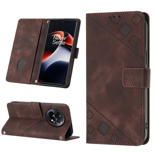 OnePlus Ace 2 5G / 11R 5G Skin-feel Embossed Leather Phone Case - Brown