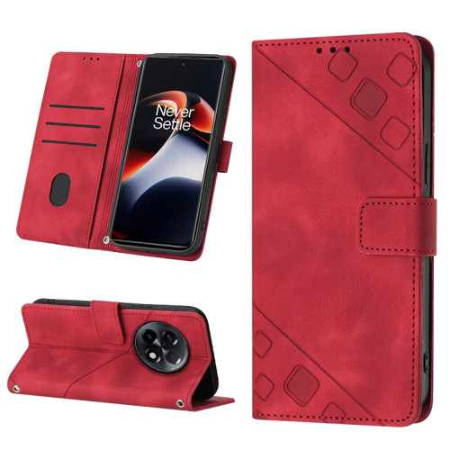 OnePlus Ace 2 5G / 11R 5G Skin-feel Embossed Leather Phone Case - Red