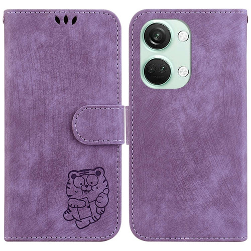 OnePlus Nord 3 Little Tiger Embossed Leather Phone Case - Purple