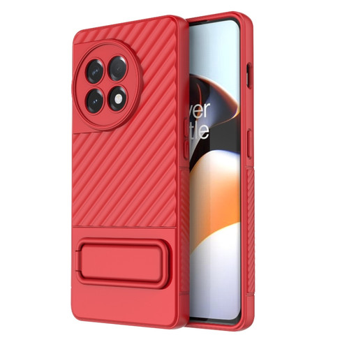 OnePlus Ace 2 5G Wavy Texture TPU Phone Case with Lens Film - Red