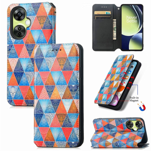 OnePlus Nord CE 3 Lite CaseNeo Colorful Magnetic Leather Phone Case - Rhombus Mandala