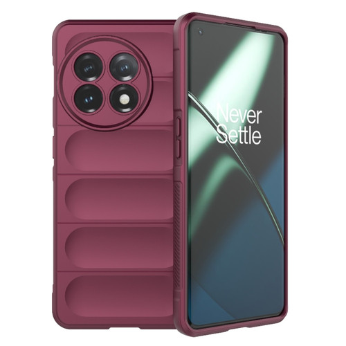 OnePlus 11 5G Magic Shield TPU + Flannel Phone Case - Wine Red