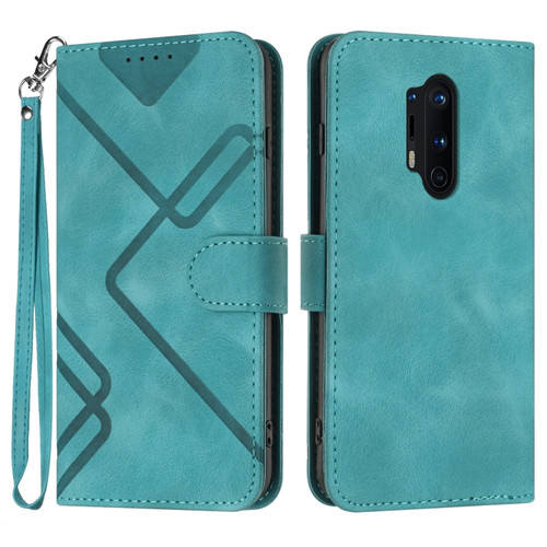 OnePlus 8 Pro Line Pattern Skin Feel Leather Phone Case - Light Blue