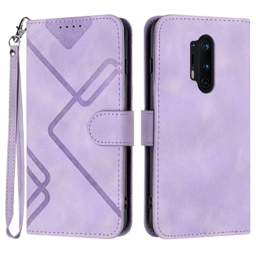 OnePlus 8 Pro Line Pattern Skin Feel Leather Phone Case - Light Purple