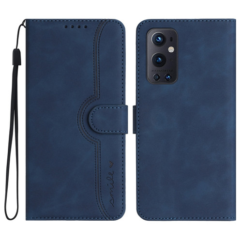 OnePlus 9 Pro Heart Pattern Skin Feel Leather Phone Case - Royal Blue