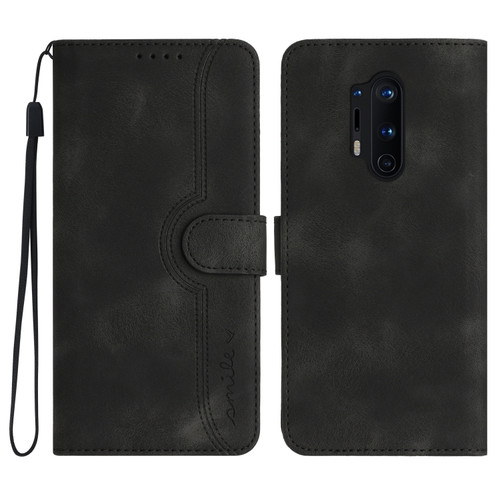 OnePlus 8 Pro Heart Pattern Skin Feel Leather Phone Case - Black