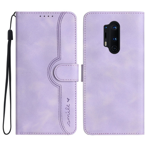 OnePlus 8 Pro Heart Pattern Skin Feel Leather Phone Case - Purple