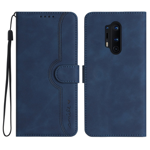OnePlus 8 Pro Heart Pattern Skin Feel Leather Phone Case - Royal Blue