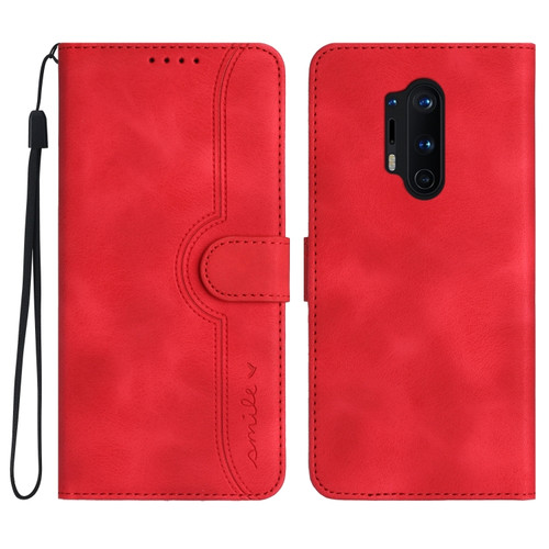 OnePlus 8 Pro Heart Pattern Skin Feel Leather Phone Case - Red
