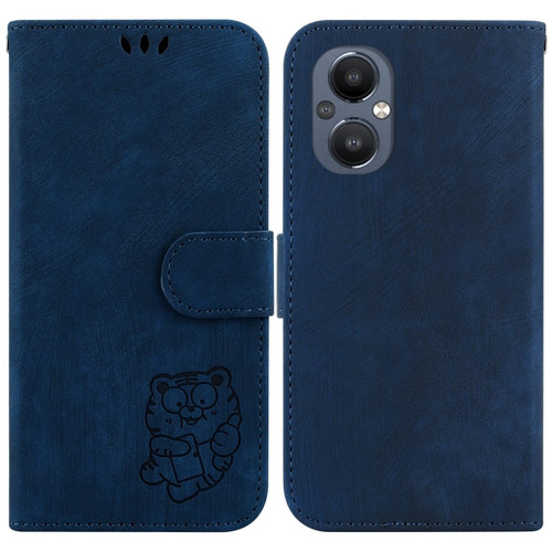 OnePlus Nord N20 5G Little Tiger Embossed Leather Phone Case - Dark Blue