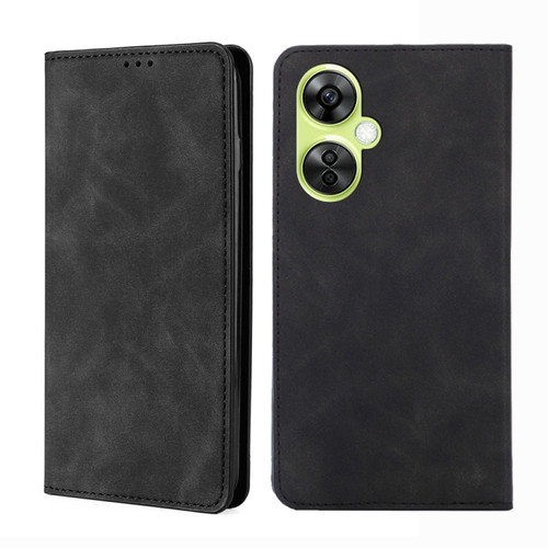 OnePlus Nord CE 3 Lite 5G Skin Feel Magnetic Leather Phone Case - Black