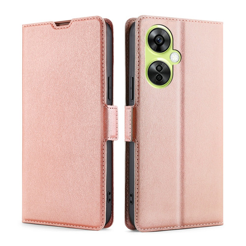 OnePlus Nord CE 3 Lite 5G Ultra-thin Voltage Side Buckle Horizontal Flip Leather Phone Case - Rose Gold