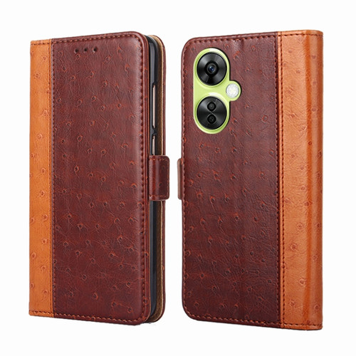 OnePlus Nord CE 3 Lite 5G Ostrich Texture Horizontal Flip Leather Phone Case - Brown