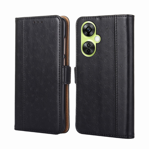 OnePlus Nord CE 3 Lite 5G Ostrich Texture Horizontal Flip Leather Phone Case - Black