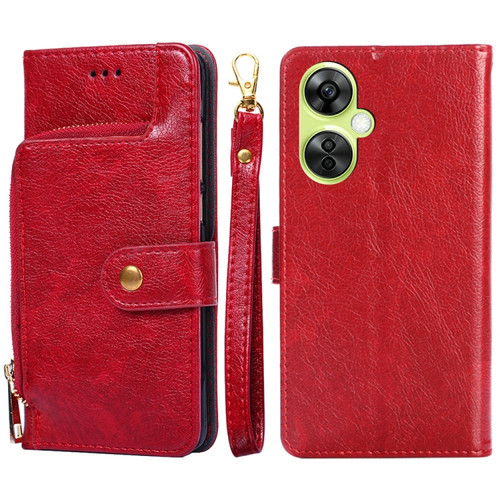 OnePlus Nord CE 3 Lite 5G Zipper Bag Leather Phone Case - Red