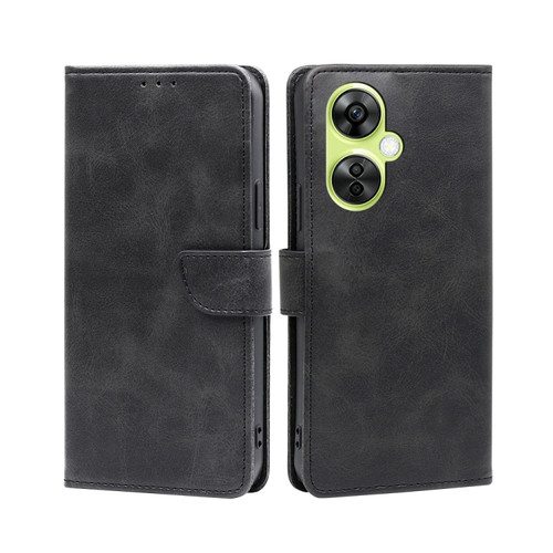 OnePlus Nord CE 3 Lite 5G Calf Texture Buckle Flip Leather Phone Case - Black