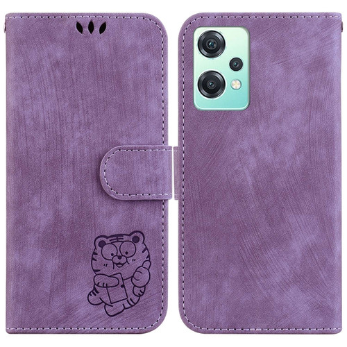 OnePlus Nord CE 2 Lite 5G Little Tiger Embossed Leather Phone Case - Purple