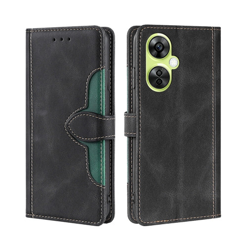 OnePlus Nord CE 3 Lite 5G Skin Feel Magnetic Buckle Leather Phone Case - Black