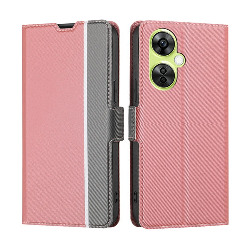 OnePlus Nord CE 3 Lite 5G Twill Texture Side Button Leather Phone Case - Pink