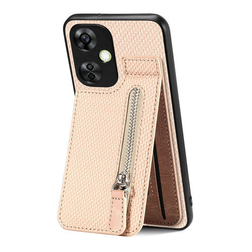 Oneplus Nord CE 3 Lite Carbon Fiber Vertical Flip Zipper Phone Case - Khaki