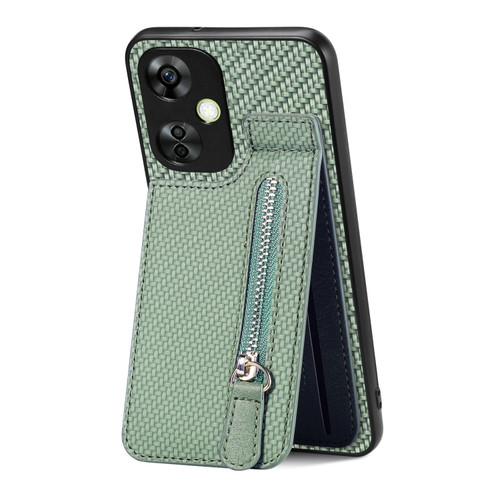 Oneplus Nord CE 3 Lite Carbon Fiber Vertical Flip Zipper Phone Case - Green