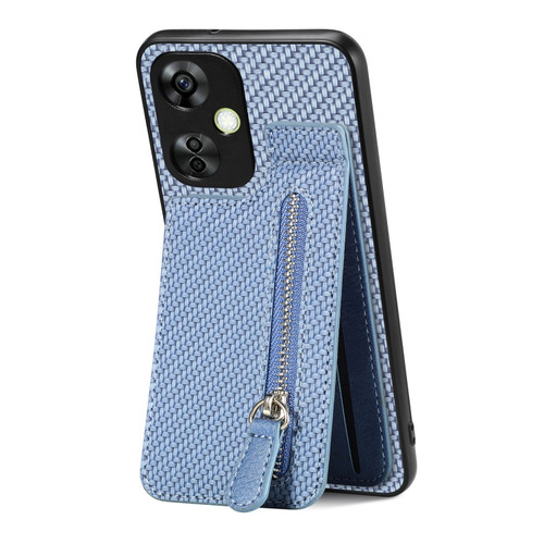 Oneplus Nord CE 3 Lite Carbon Fiber Vertical Flip Zipper Phone Case - Blue