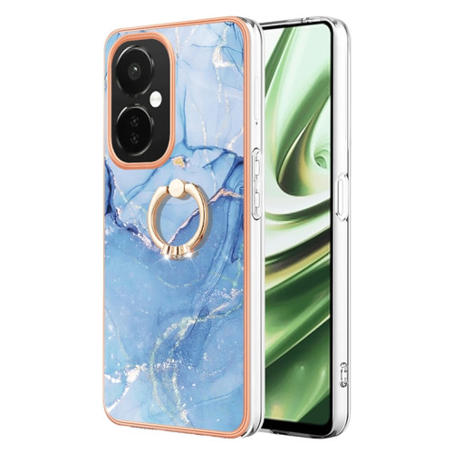 OnePlus Nord CE 3 5G/CE 3 Lite 5G Electroplating Marble Dual-side IMD Phone Case with Ring - Blue 018