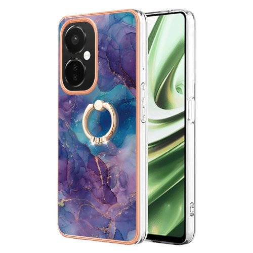 OnePlus Nord CE 3 5G/CE 3 Lite 5G Electroplating Marble Dual-side IMD Phone Case with Ring - Purple 016