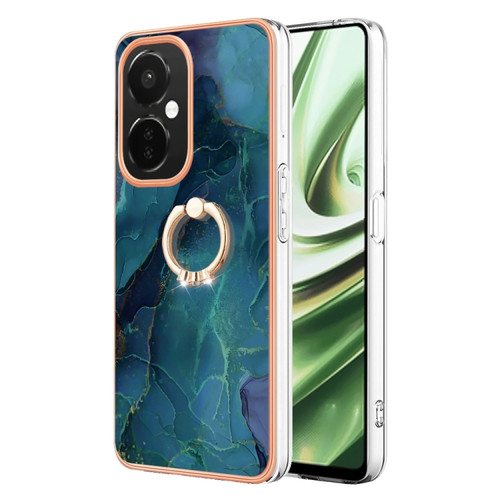 OnePlus Nord CE 3 5G/CE 3 Lite 5G Electroplating Marble Dual-side IMD Phone Case with Ring - Green 017