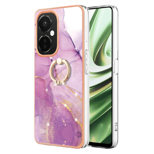 OnePlus Nord CE 3 5G/CE 3 Lite 5G Electroplating Marble IMD TPU Phone Case with Ring Holder - Purple 001