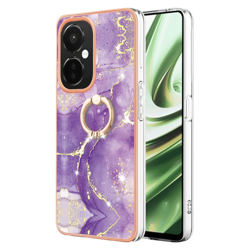OnePlus Nord CE 3 5G/CE 3 Lite 5G Electroplating Marble IMD TPU Phone Case with Ring Holder - Purple 002