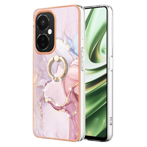 OnePlus Nord CE 3 5G/CE 3 Lite 5G Electroplating Marble IMD TPU Phone Case with Ring Holder - Rose Gold 005