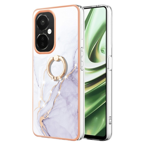 OnePlus Nord CE 3 5G/CE 3 Lite 5G Electroplating Marble IMD TPU Phone Case with Ring Holder - White 006