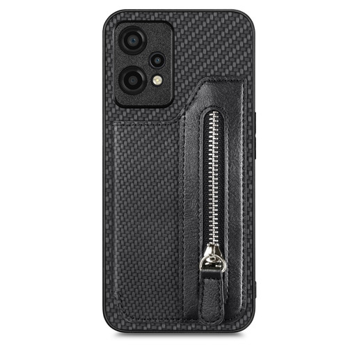 Oneplus Nord CE 2 Lite 5G Carbon Fiber Horizontal Flip Zipper Wallet Phone Case - Black