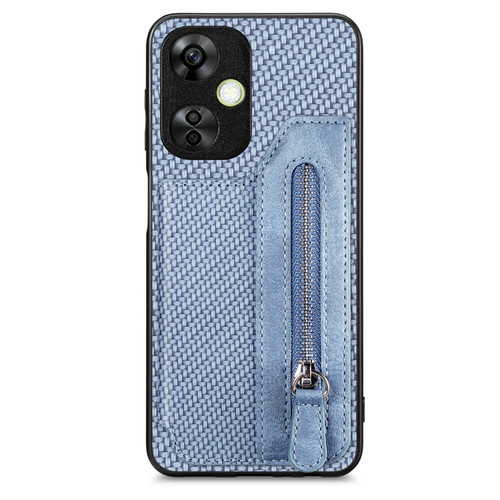 Oneplus Nord CE 3 Lite Carbon Fiber Horizontal Flip Zipper Wallet Phone Case - Blue