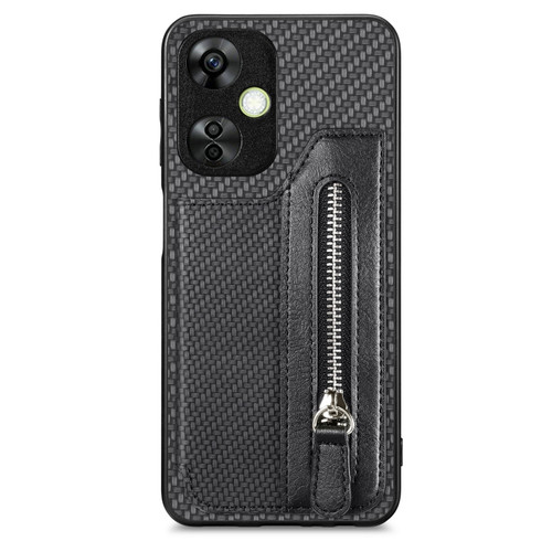 Oneplus Nord CE 3 Lite Carbon Fiber Horizontal Flip Zipper Wallet Phone Case - Black