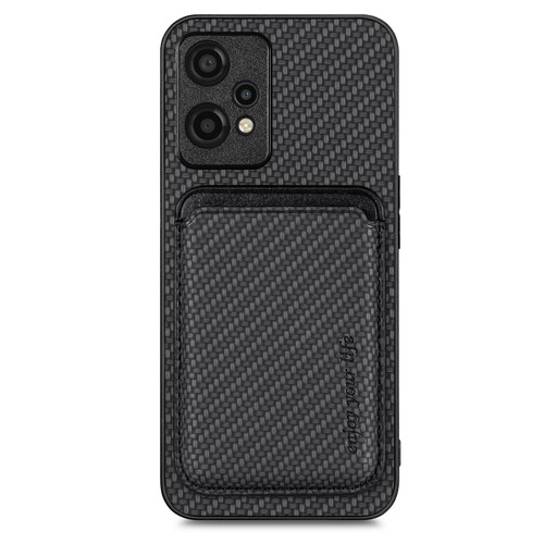 Oneplus Nord CE 2 Lite 5G Carbon Fiber Leather Card Magsafe Phone Case - Black