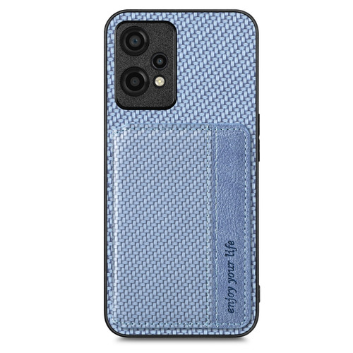 Oneplus Nord CE2 Lite 5G Carbon Fiber Magnetic Card Bag Phone Case - Blue