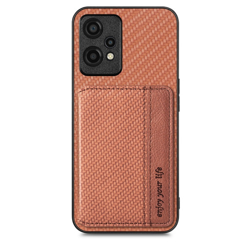 Oneplus Nord CE2 Lite 5G Carbon Fiber Magnetic Card Bag Phone Case - Brown