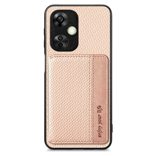 Oneplus Nord CE 3 Lite Carbon Fiber Magnetic Card Bag Phone Case - Khaki