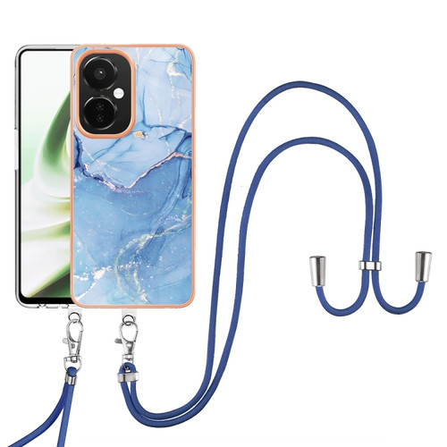 OnePlus Nord CE 3 Electroplating Marble Dual-side IMD Phone Case with Lanyard - Blue 018