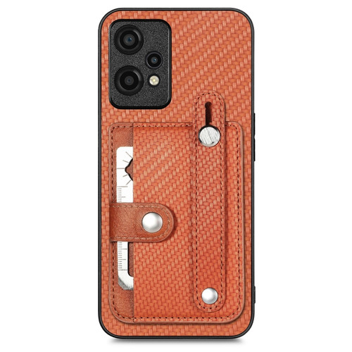 OnePlus Nord CE2 Lite 5G Wristband Kickstand Wallet Back Phone Case with Tool Knife - Brown