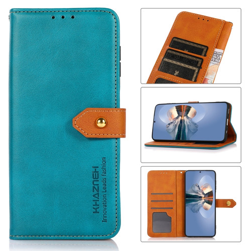 OnePlus Nord 3 / Ace 2V KHAZNEH Dual-color Cowhide Texture Flip Leather Phone Case - Blue