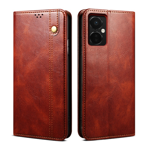 OnePlus Nord CE 3 Oil Wax Crazy Horse Texture Leather Phone Case - Brown