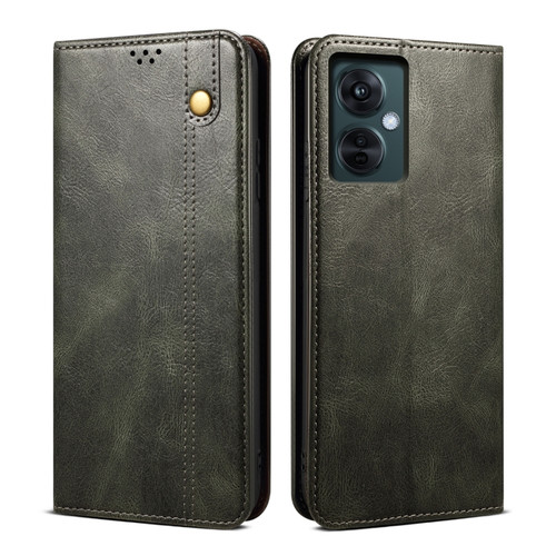 Oil Wax Crazy Horse Texture Leather Phone Case OnePlus Nord CE 3 Lite / OPPO K11X - Green