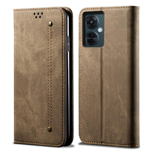 Denim Texture Flip Leather Phone Case OnePlus Nord CE 3 Lite / OPPO K11X - Khaki