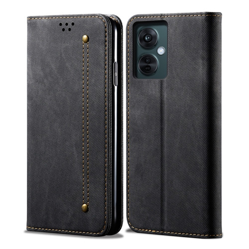 Denim Texture Flip Leather Phone Case OnePlus Nord CE 3 Lite / OPPO K11X - Black