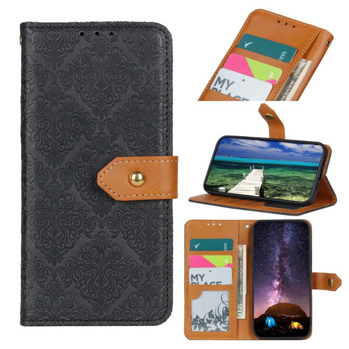 OnePlus Nord 3 / Ace 2V European Floral Embossed Flip Leather Phone Case - Black