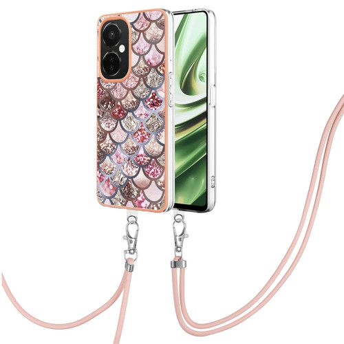 OnePlus Nord CE 3 5G/Nord CE 3 Lite Electroplating IMD TPU Phone Case with Lanyard - Pink Scales