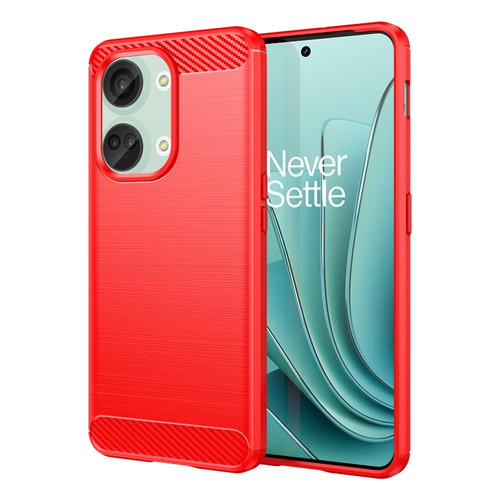 OnePlus Nord 3 Brushed Texture Carbon Fiber TPU Phone Case - Red
